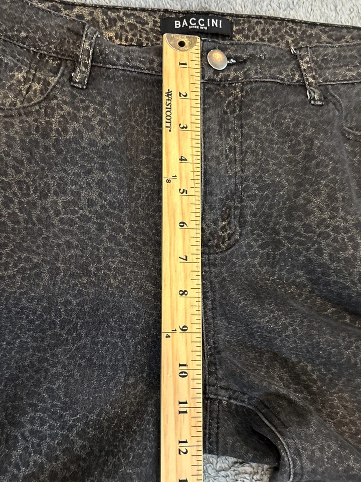 Pantalones Baccini para mujer 14 dorados negros leopardo ajustados botones cremallera tiro alto Foto 4 de 4