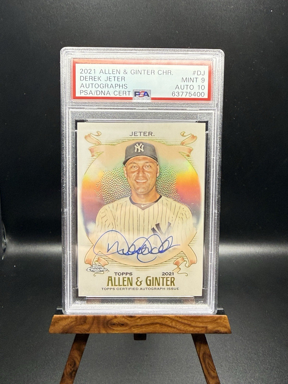 2021 Topps Allen & Ginter Chrome Derek Jeter Auto Psa 9 view 1