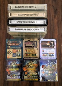 NEO GEO MVS game lot Samurai Shodown 1, 2, 4, 5 with Shock boxes and marquees