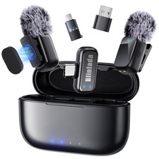 Blinfada Mini Wireless Lavalier Microphone for iPhone Android Mini, Black