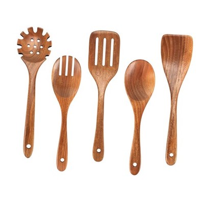 5 Stück Holzlöffel zum Kochen Tragbares Geschirr Holz Küchenutensilien Set