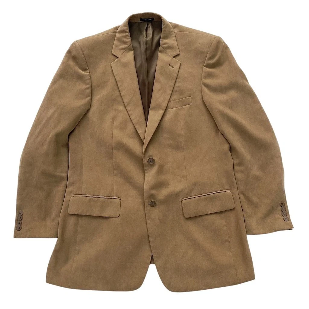 Via Europa Men's Beige Blazer Jacket Size 42 L Notched Lapels Casual