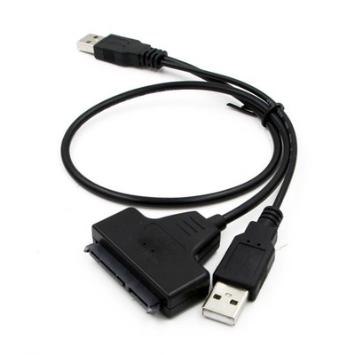 Dual USB External PC SSD Hard Disk Drive Adapter USB To SATA 2.5'' Converter