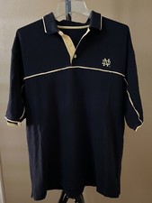 Notre Dame Irish Cutter  Buck Mens Polo Shirt Navy Blue NO SIZE TAG Measures XL