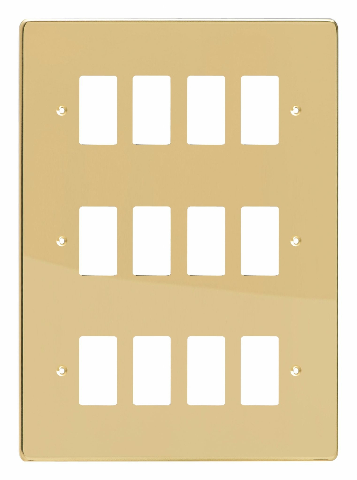 Varilight XDVPG12 PowerGrid Polished Brass 12 Gang Triple Twin Grid Plate