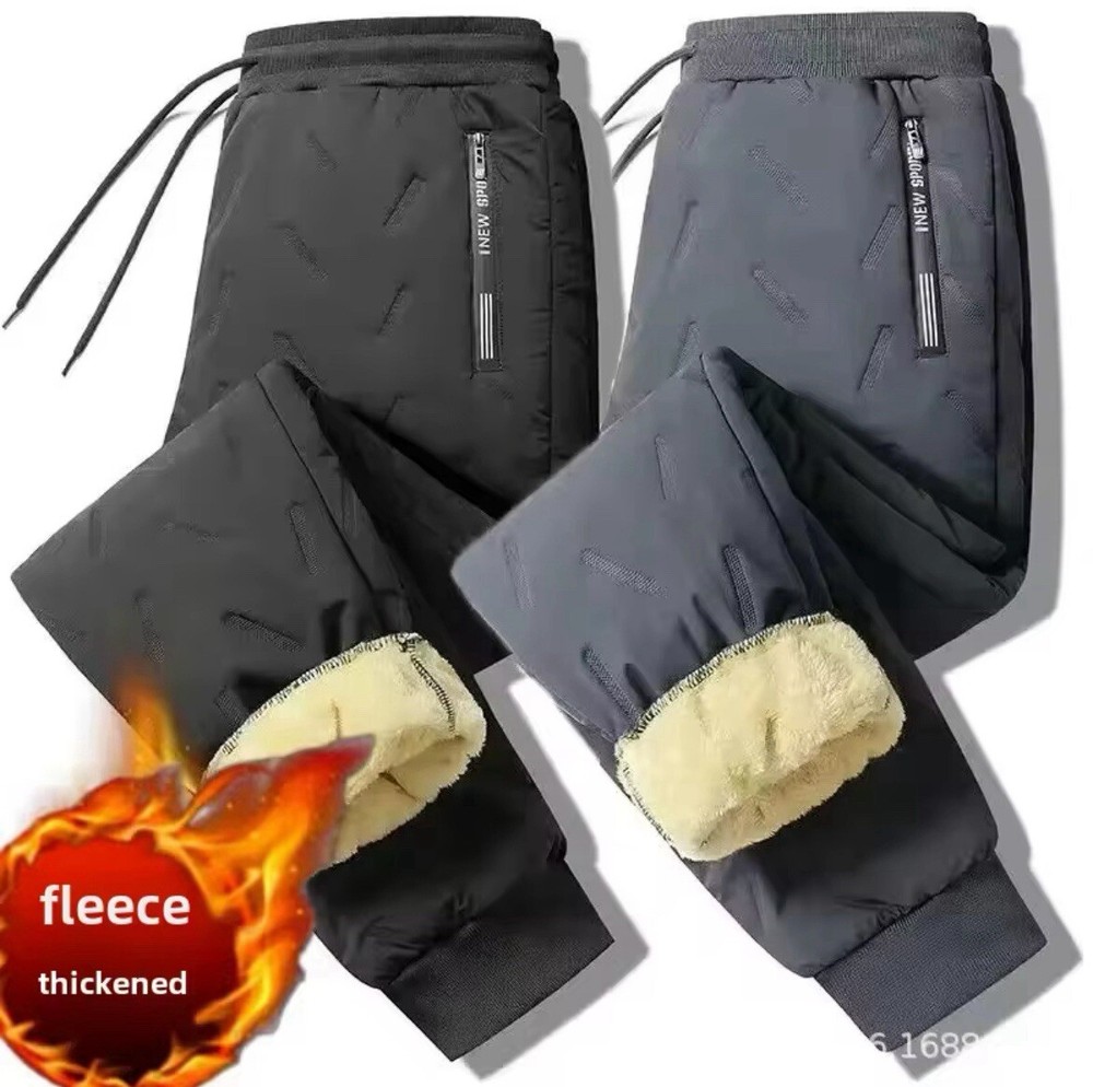 Winter Warm Lambswool Thicken Men Sweat pants Windproof Joggers Fleece