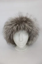 SHOWROOM NEW INDIGO FOX FUR HEADBAND HEAD WRAP WOMEN WOMAN SIZE 22" X 4.5"