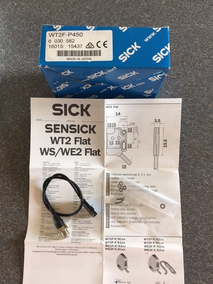 Sick WT2F-P450 Photoelectric Proximity Sensor WT2 Flat 6030582 16016 15437 red - Image 2 of 3