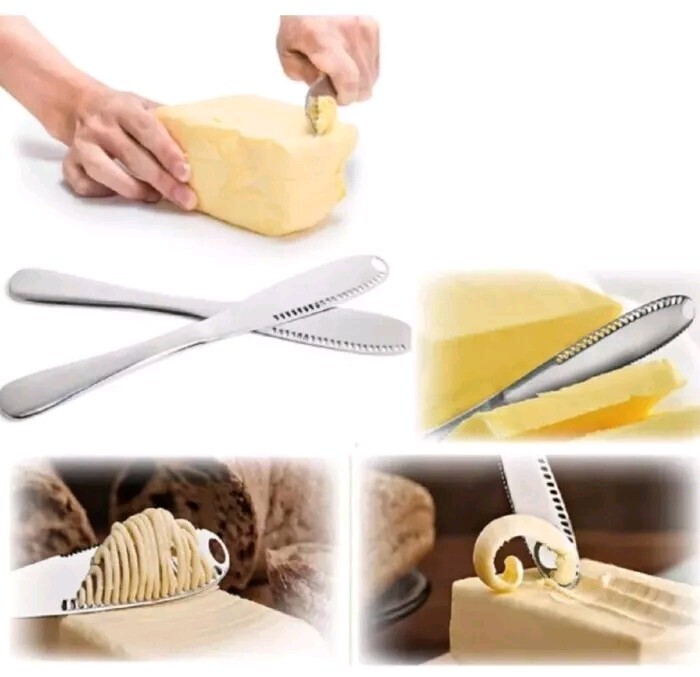 3-pz 3-in-1 Stainless Steel Butter Knife  Spreader, Curler, Cutter Kitchen Tool 