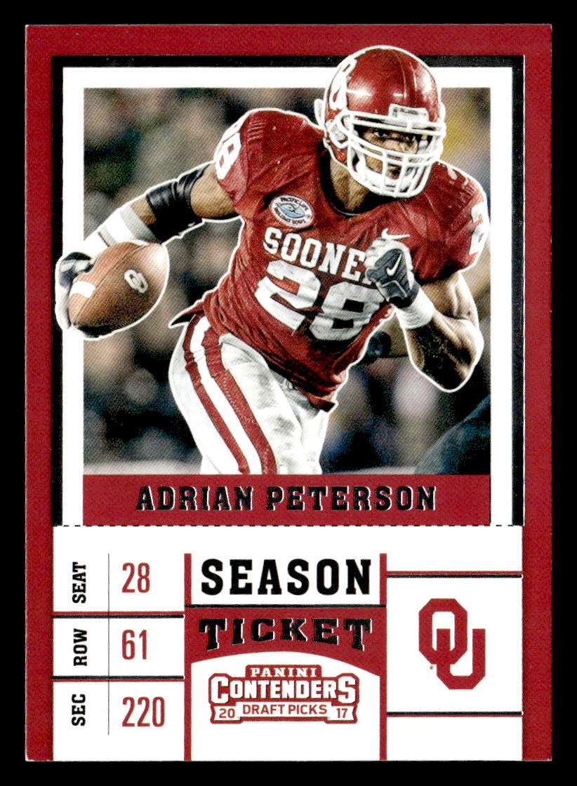 Adrian Peterson 2017 Panini Contenders Draft Picks Card #3 Oklahoma Sooners