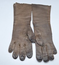 Mantessa Kid Skin Leather Opera Gloves Size 6 VTG West Germany Brown 12  Long
