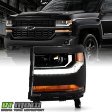 2016-2018 Chevy Silverado 1500 Hidxenon Led Drl Headlight Driver Primed Black