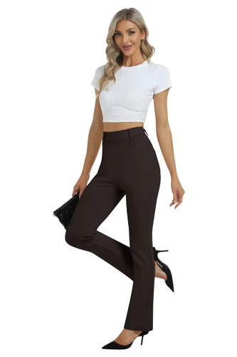 Women Bussiness Slacks Pant Soft Comfy Elastic Casual Stretch Bootcut Trousers - Picture 64 of 66
