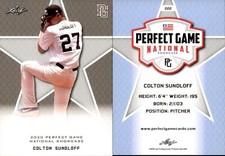 COLTON SUNDLOFF 2020 LEAF PERFECT GAME NATIONAL SHOWCASE ROOKIE CARD #222