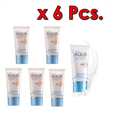 6x Mistine AQUA Base Facial Sunscreen Cream SPF 50 PA+++ Oil Free Formula 20ml.