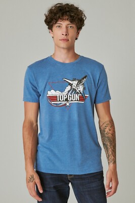 NWT Lucky Brand Men s Top Gun Graphic Short Sleeved T-Shirt SZ Large MSRP $40