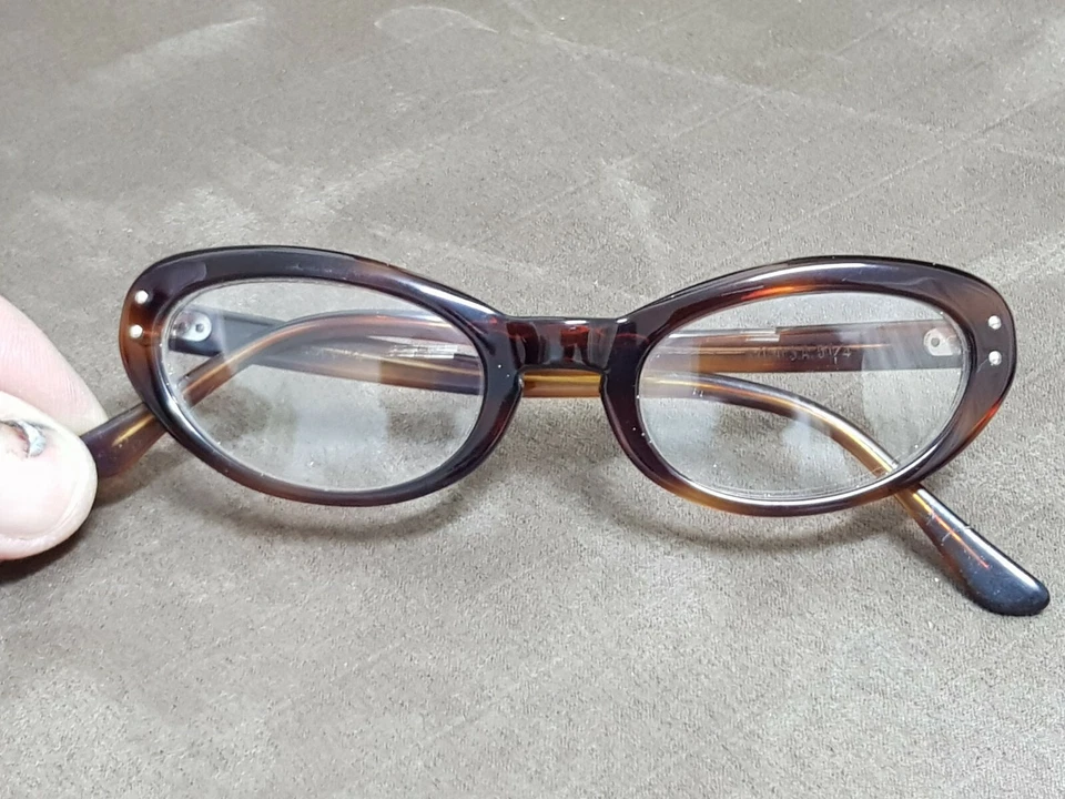 De colección Años 60 Mujeres Ojo de Gato Monturas S/C EE. UU. Anteojos Ámbar Marrón Raro Bonito Gafas Foto 4 de 4