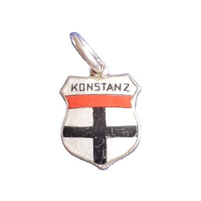 KONSTANZ GERMANY Silber Vintage Reise Schild Emaille Sammlerstück Charm