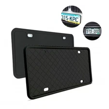 2Pcs Silicone Car License Plate Frames Cover Front Rear Plate Holder With Screws