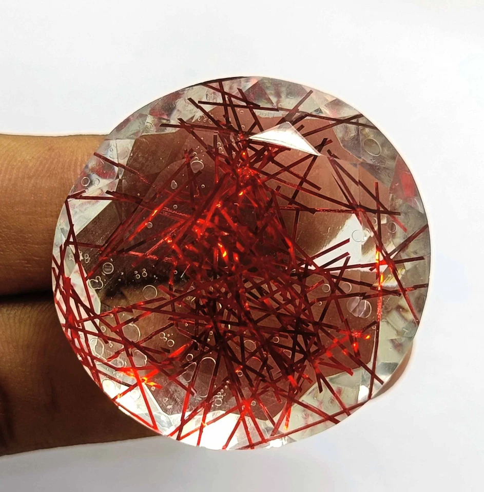 Red-Color Rutilated Quartz Natural Certified 146 Ct Round Cut Loose Gemstone KKK - Image 4 of 4