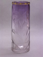 LUDWIG MOSER, KARLSBAD, JUGENDSTIL KRISTALLGLASVASE TIEFSCHLIFFDEKOR UMLAUFEND