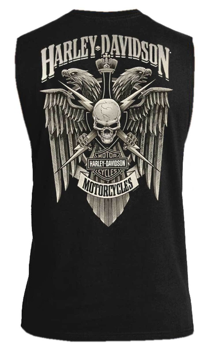 Harley-Davidson Men's Lightning Crest Sleeveless Cotton