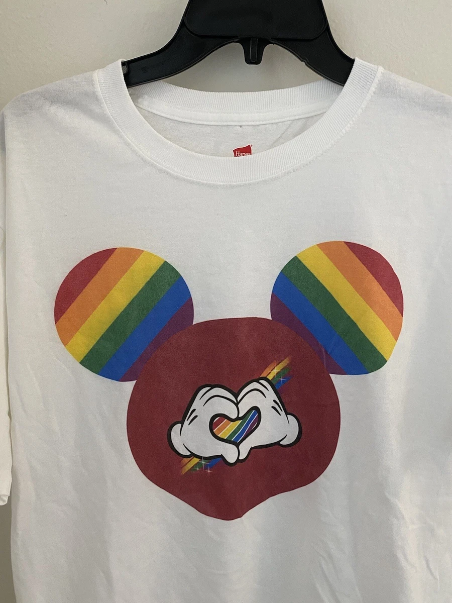 Disney Gay Pride LGBTQ T Shirt Mickey Rainbow Ears Love is Love Adult Medium