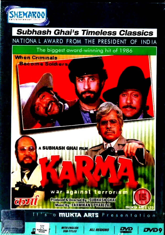 KARMA  - DILIP KUMAR, ANIL KAPOOR, JACKIE SHROFF - NEW SHEMAROO BOLLYWOOD DVD
