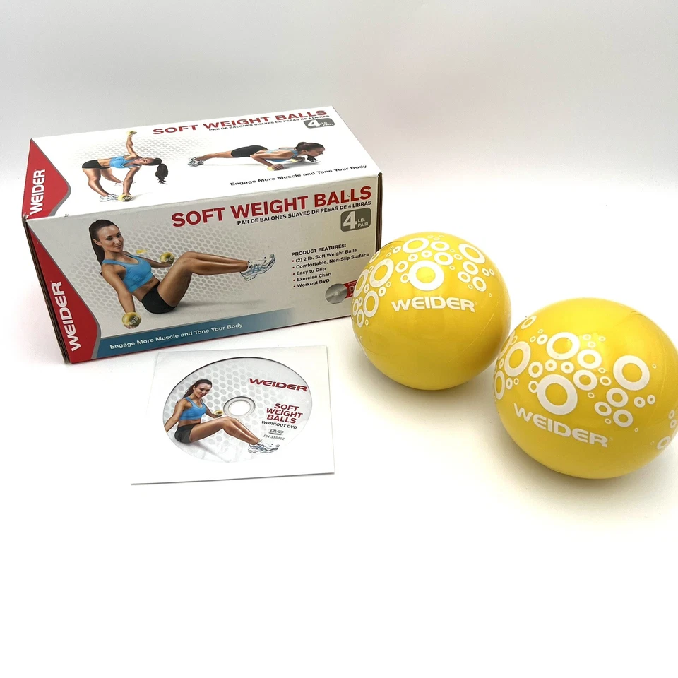 Bolas de peso suave Weider 2 libras cada una + almohadilla de yoga + bloque de yoga equipo de fitness Foto 4 de 4
