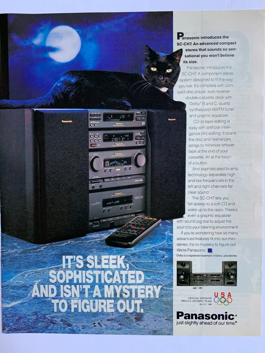 Print Ad Panasonic SC-CH7 Compact Stereo Black Cat on Unit | eBay