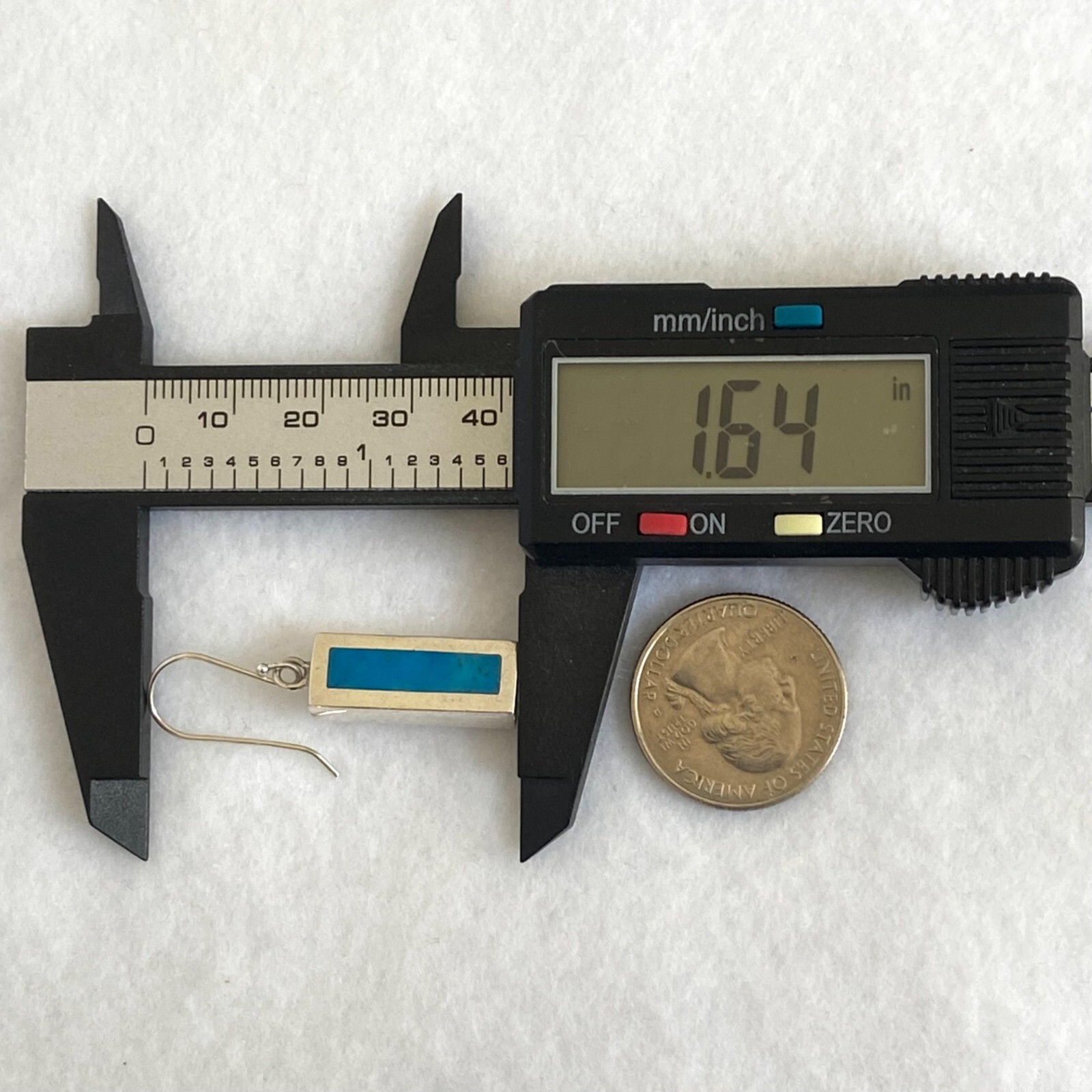 Sterling Silver 925 1.64" Rectangular Simulated T… - image 12