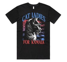 Cat Ladies For Kamala Harris (1) T-shirt Tee Top US President Election 2024 Walz