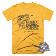 Lucky Fishing T-Shirt - Mens L - Funny Fisherman Gift - Bella Canvas - LAST ONE