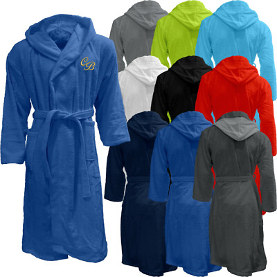 Bademantel mit Kapuze bestickt mit Monogramm Initialen Damen Herren Unisex