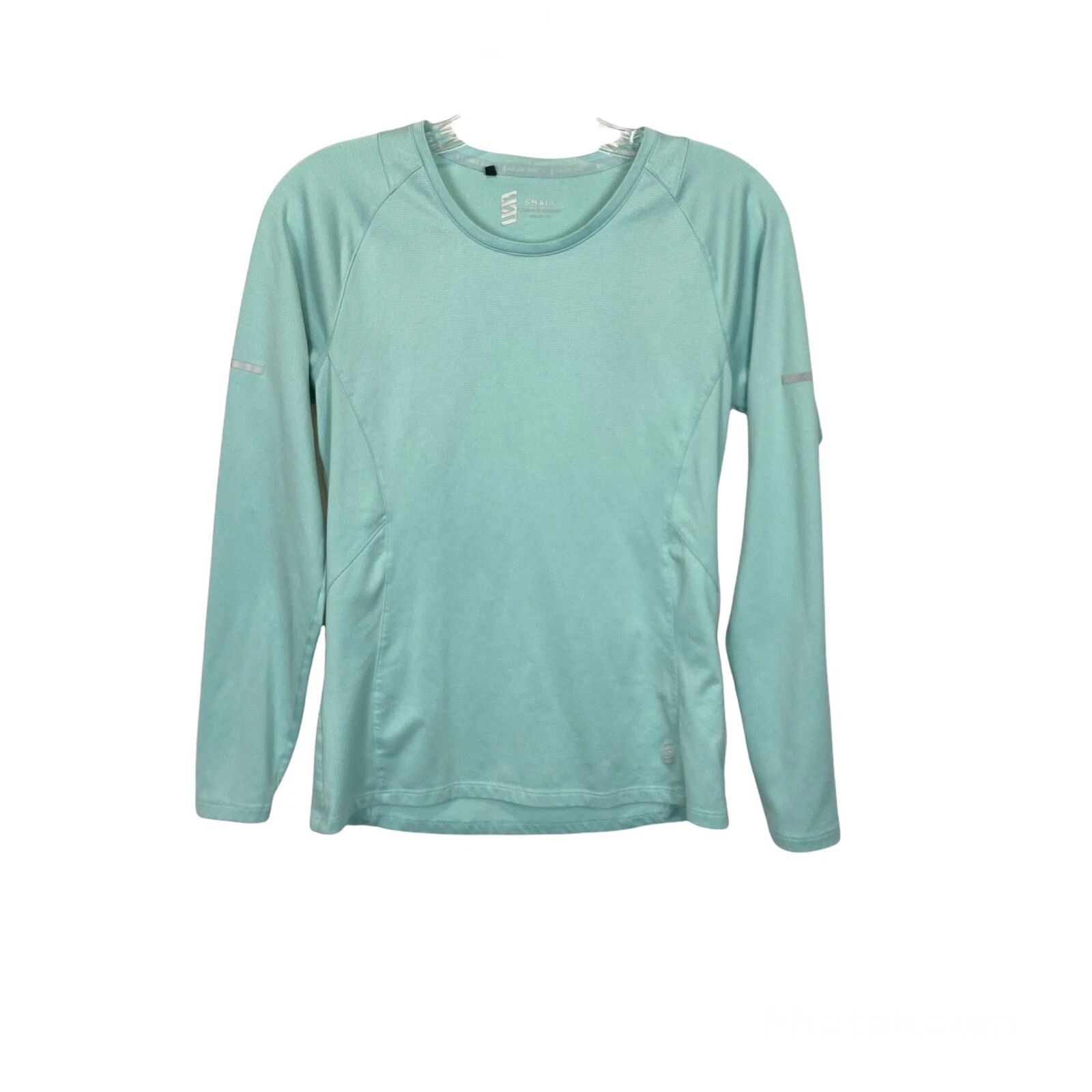 Second Skin Womens Size S Teal Aqua Athletic Long Sleeve Shirt Top Base Layer