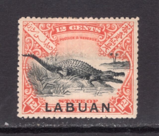 Labuan 1898 Crocodile 12c Perf 15 Mint OG H #85 SG #98a