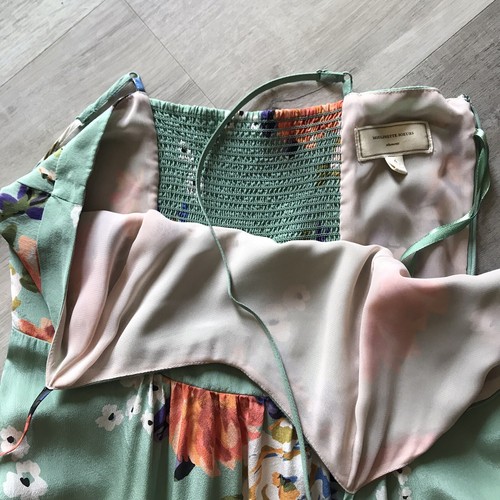 Moulinette Soeurs Silk Sun Dress Spaghetti Strap 100% Silk shell Sz 6 w pockets - Picture 10 of 12