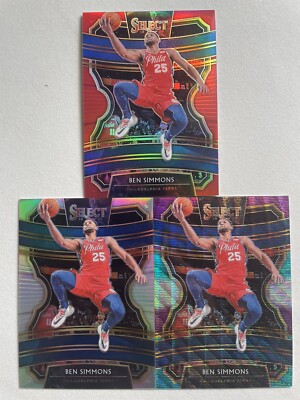 3 Karten 2019-20 Select Red Prizm #36 Concourse BEN SIMMONS /199 Multi Color