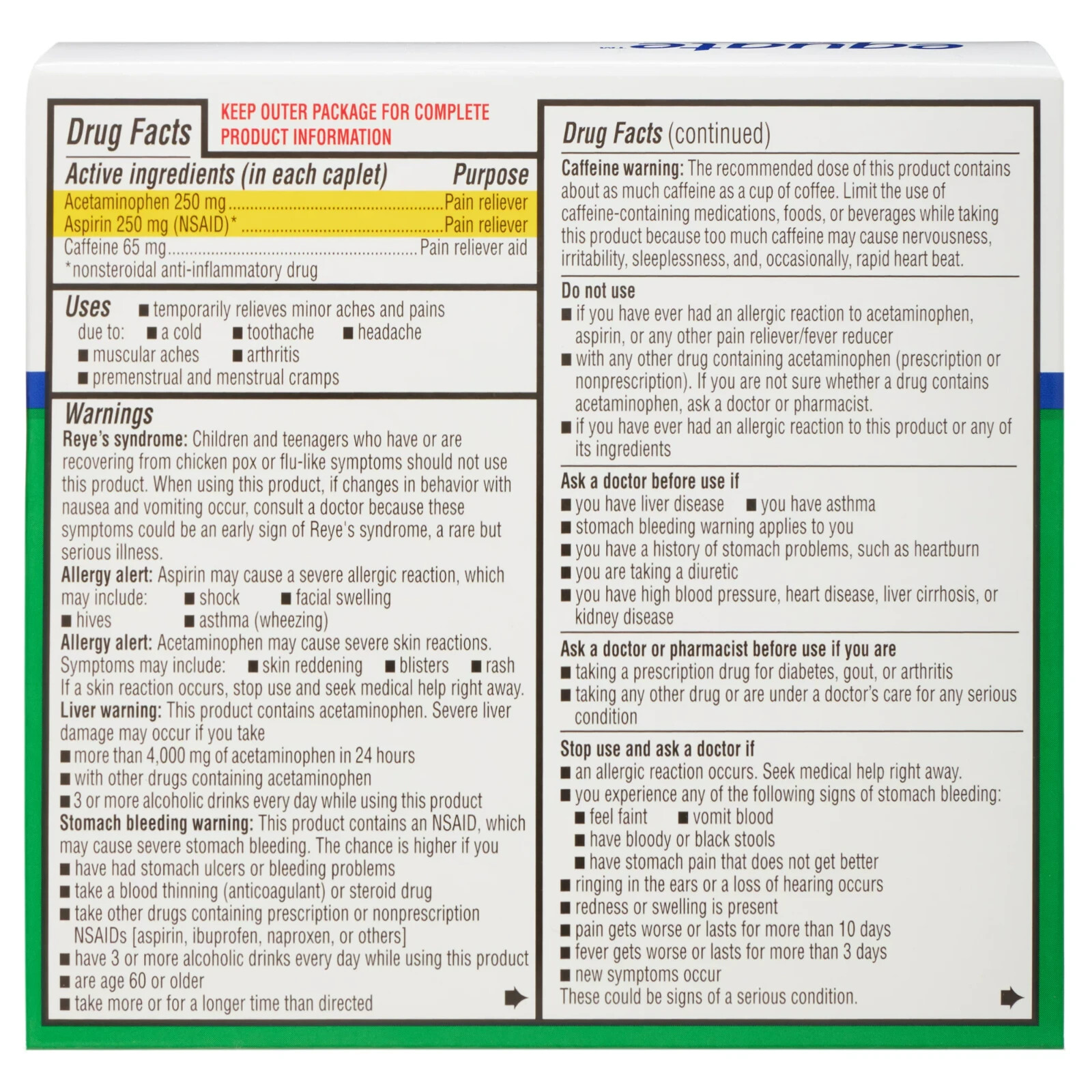 aspirin 250 mg (nsaid)