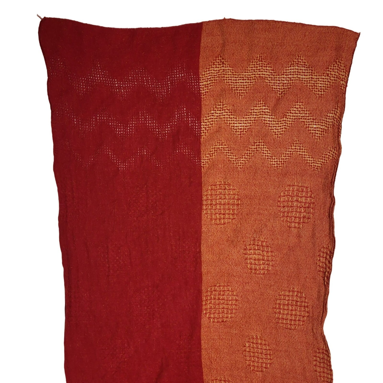 Orange Red Colorblock Rectangular Scarf Women's OS - image 6