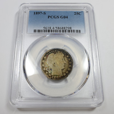 1897 S PCGS G4 - Silver Barber Quarter 25C US Coin #54862B