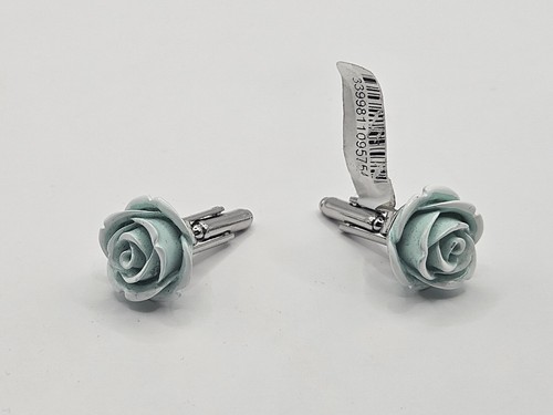 Anne Fontaine Elegant Ladies Flower Rose Cufflinks Teal Cream New With Tags - 第 2/7 張圖片