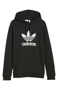 adidas trefoil hoodie mens black
