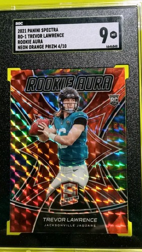 Trevor Lawrence #4/10 SGC 9 MINT 21 Spectra Rookie Aura Rare NEON ORANGE SWIRL🔥 - Picture 2 of 2