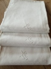 3x XXL linen towel 1900 damask silk damask monogram tea towel approx. 120x50