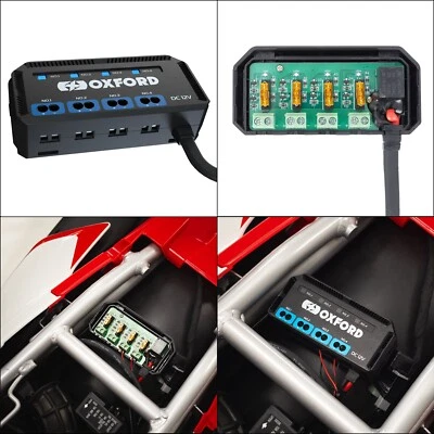 Oxford Junction Box Motorcycle Motorbike 12V With Fused Power Outlets EL112 - Image 1 of 4