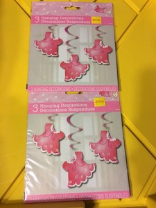 Baby Shower Clothesline Pink Hanging Decorations Girl Lot Of 2 Packs