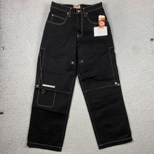 VTG Pepe Jeans London Black Skater Hip Hop 32x32 Baggy Loose Wide Leg TEAR READ