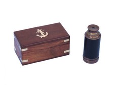 Deluxe Class Scout Antique Copper Spyglass Telescope 7" with Rosewood Box