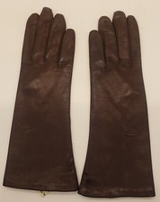 Vintage Italian Long Brown Small Women's Gloves 100 Rayon Bemberg Lined